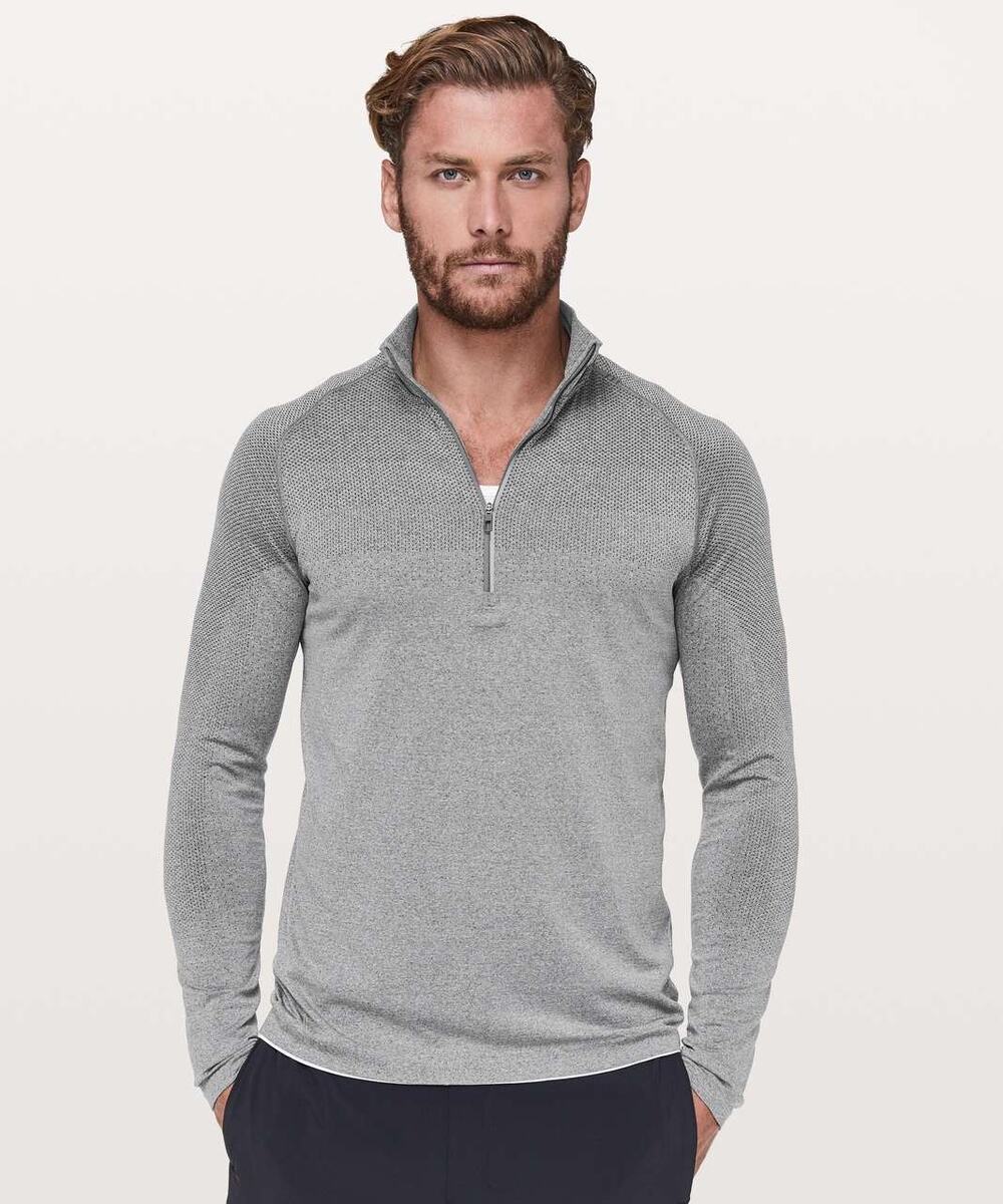 Lululemon Men’s Metal Vent Tech 1/2 Half Zip Long Sleeve Gray Shirt Size Large